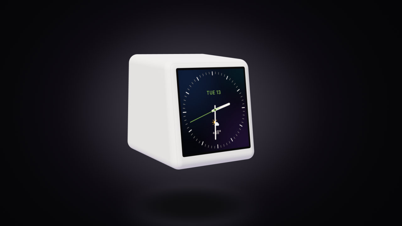 The ToyTool mascot, a SmallTV-Ultra, showing the Analog watch face